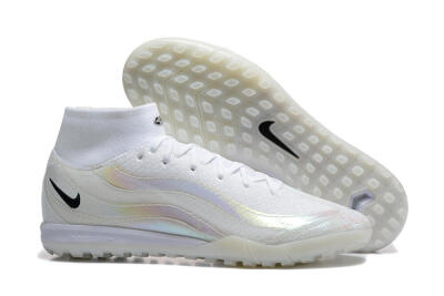 Men's Nike Air Zoom Mercurial Superfly 10 Elite TF Artificial Turf High-Tops Football Shoes - White/Black