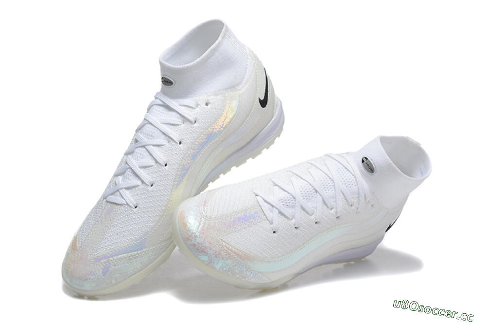 Men's Nike Air Zoom Mercurial Superfly 10 Elite TF Artificial Turf High-Tops Football Shoes - White/Black 6