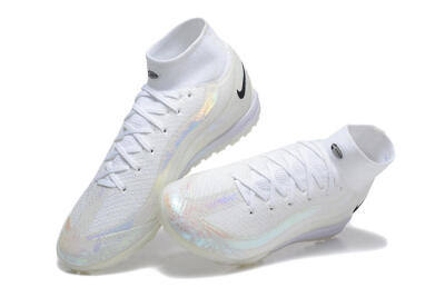 Men's Nike Air Zoom Mercurial Superfly 10 Elite TF Artificial Turf High-Tops Football Shoes - White/Black