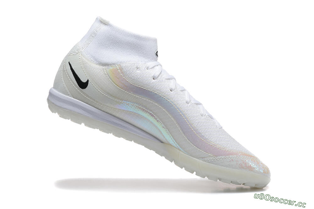 Men's Nike Air Zoom Mercurial Superfly 10 Elite TF Artificial Turf High-Tops Football Shoes - White/Black 7