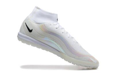 Men's Nike Air Zoom Mercurial Superfly 10 Elite TF Artificial Turf High-Tops Football Shoes - White/Black