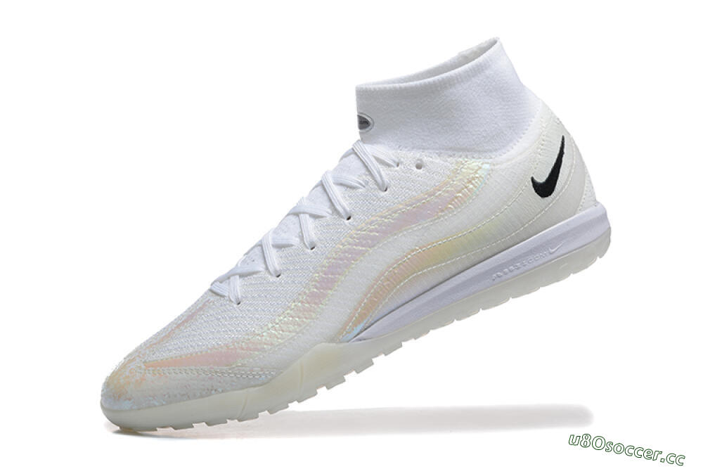 Men's Nike Air Zoom Mercurial Superfly 10 Elite TF Artificial Turf High-Tops Football Shoes - White/Black 8