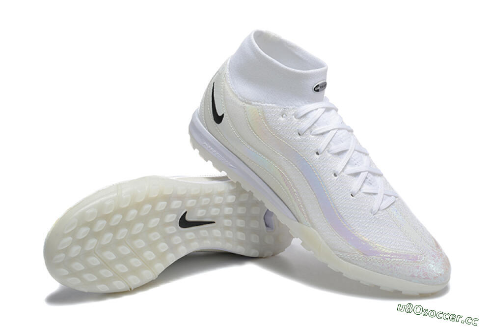 Men's Nike Air Zoom Mercurial Superfly 10 Elite TF Artificial Turf High-Tops Football Shoes - White/Black 4