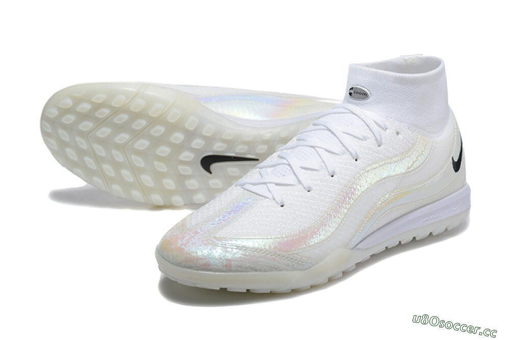 Men's Nike Air Zoom Mercurial Superfly 10 Elite TF Artificial Turf High-Tops Football Shoes - White/Black 3