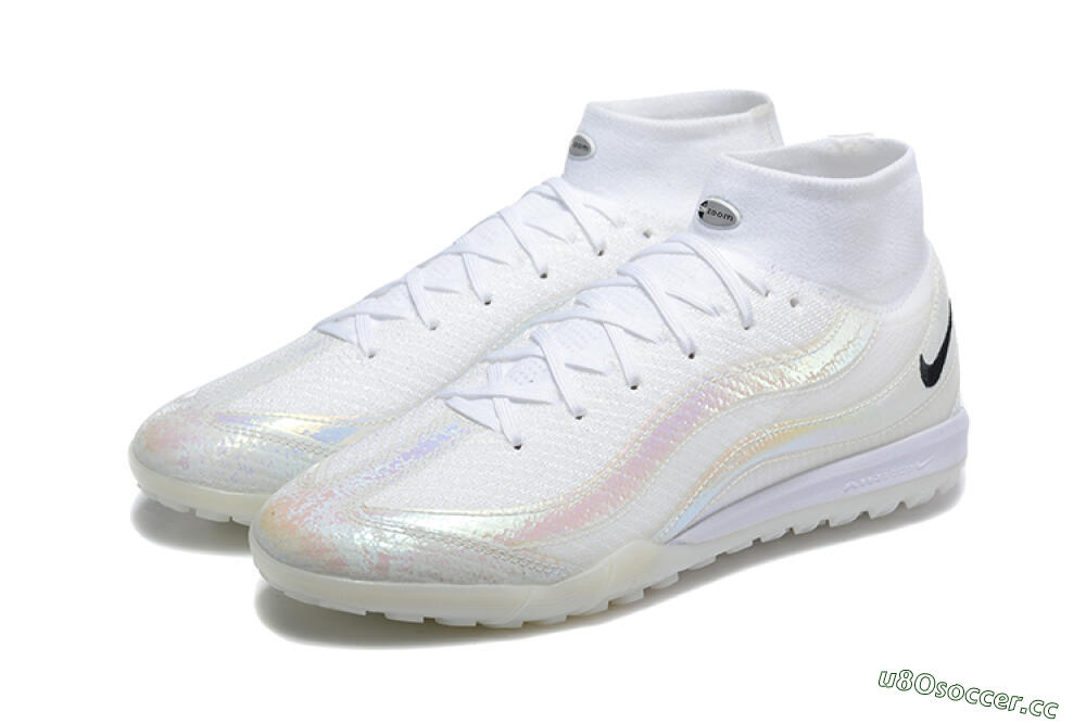 Men's Nike Air Zoom Mercurial Superfly 10 Elite TF Artificial Turf High-Tops Football Shoes - White/Black 5