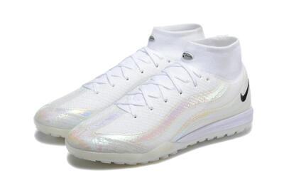 Men's Nike Air Zoom Mercurial Superfly 10 Elite TF Artificial Turf High-Tops Football Shoes - White/Black