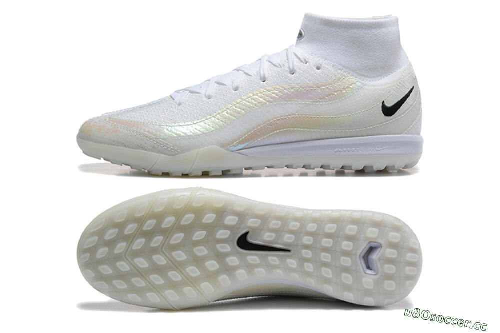 Men's Nike Air Zoom Mercurial Superfly 10 Elite TF Artificial Turf High-Tops Football Shoes - White/Black 1