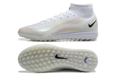 Men's Nike Air Zoom Mercurial Superfly 10 Elite TF Artificial Turf High-Tops Football Shoes - White/Black