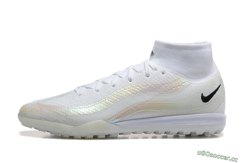 Men's Nike Air Zoom Mercurial Superfly 10 Elite TF Artificial Turf High-Tops Football Shoes - White/Black 0