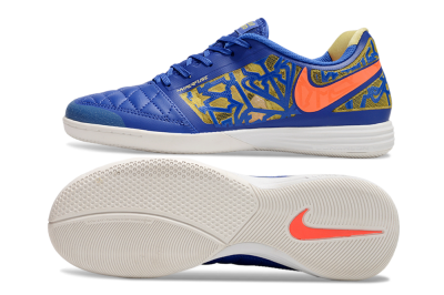 Men's Nike Lunar Gato 2 IC Indoor & Futsal Low-Tops Football Shoes - Blue/Gold/Red