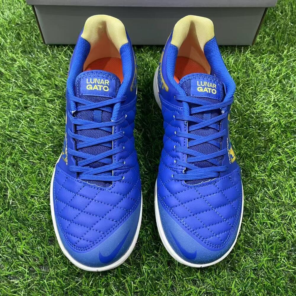 Men's Nike Lunar Gato 2 IC Indoor & Futsal Low-Tops Football Shoes - Blue/Gold/Red