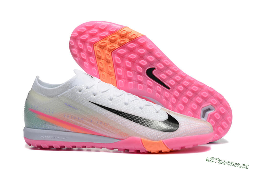 Men's Nike Air Zoom Mercurial Vapor 16 Elite TF Artificial Turf Low-Tops Football Shoes - White/Black/Pink 2