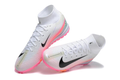 Men's Nike Air Zoom Mercurial Superfly 10 Elite TF Artificial Turf High-Tops Football Shoes - White/Black/Pink