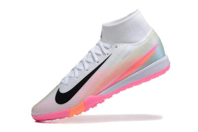 Men's Nike Air Zoom Mercurial Superfly 10 Elite TF Artificial Turf High-Tops Football Shoes - White/Black/Pink