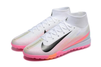 Men's Nike Air Zoom Mercurial Superfly 10 Elite TF Artificial Turf High-Tops Football Shoes - White/Black/Pink