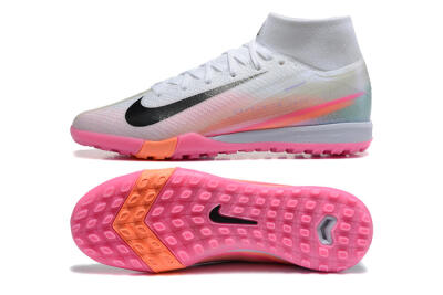 Men's Nike Air Zoom Mercurial Superfly 10 Elite TF Artificial Turf High-Tops Football Shoes - White/Black/Pink