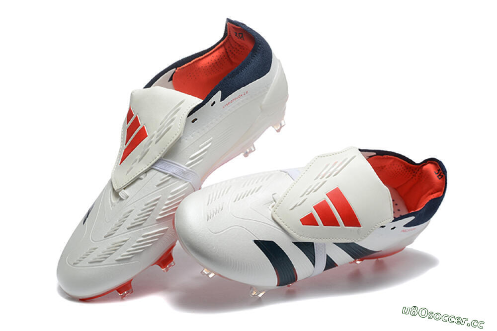 Men's Adidas Predator 25 Elite Foldover Tongue FG Firm Ground Low-Tops Football Boots - Beige/Blue/Red 6