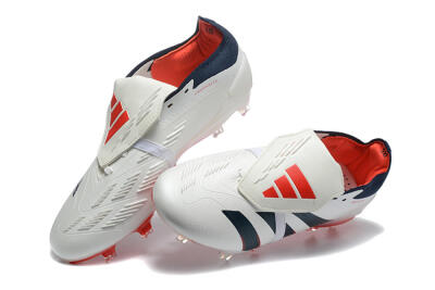 Men's Adidas Predator 25 Elite Foldover Tongue FG Firm Ground Low-Tops Football Boots - Beige/Blue/Red