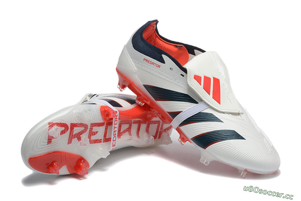 Men's Adidas Predator 25 Elite Foldover Tongue FG Firm Ground Low-Tops Football Boots - Beige/Blue/Red 4