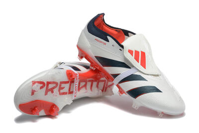 Men's Adidas Predator 25 Elite Foldover Tongue FG Firm Ground Low-Tops Football Boots - Beige/Blue/Red