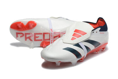 Men's Adidas Predator 25 Elite Foldover Tongue FG Firm Ground Low-Tops Football Boots - Beige/Blue/Red