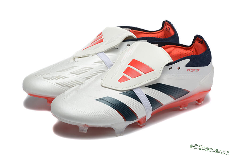 Men's Adidas Predator 25 Elite Foldover Tongue FG Firm Ground Low-Tops Football Boots - Beige/Blue/Red 5