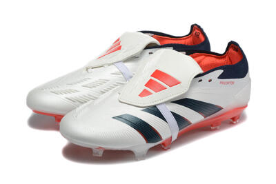 Men's Adidas Predator 25 Elite Foldover Tongue FG Firm Ground Low-Tops Football Boots - Beige/Blue/Red