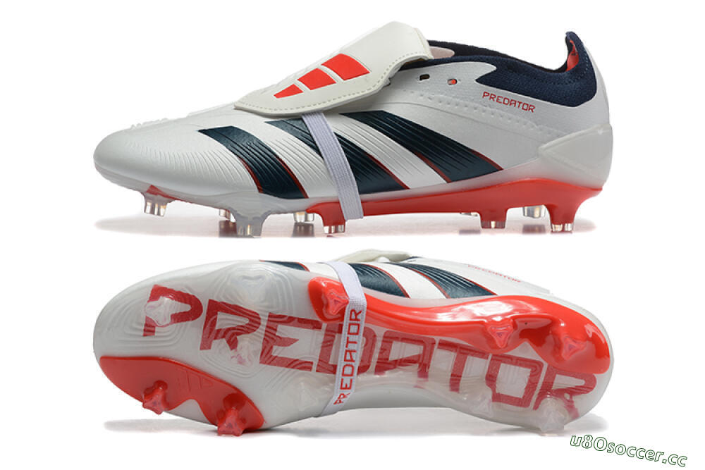 Men's Adidas Predator 25 Elite Foldover Tongue FG Firm Ground Low-Tops Football Boots - Beige/Blue/Red 1