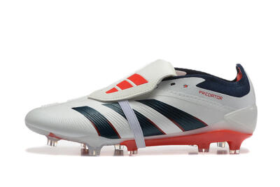 Men's Adidas Predator 25 Elite Foldover Tongue FG Firm Ground Low-Tops Football Boots - Beige/Blue/Red