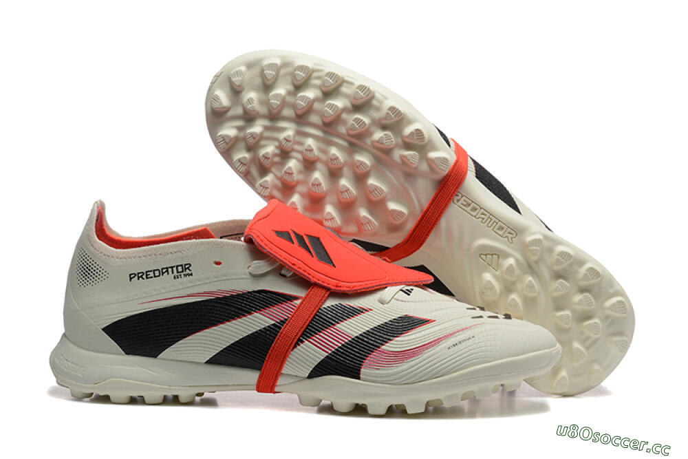 Men's Adidas Predator 25 Elite Foldover Tongue TF Artificial Turf Low-Tops Football Shoes - Beige/Black/Red 2
