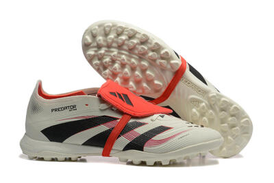 Men's Adidas Predator 25 Elite Foldover Tongue TF Artificial Turf Low-Tops Football Shoes - Beige/Black/Red