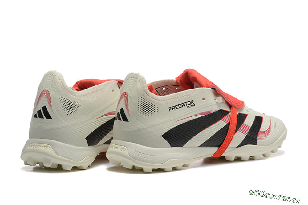 Men's Adidas Predator 25 Elite Foldover Tongue TF Artificial Turf Low-Tops Football Shoes - Beige/Black/Red 9