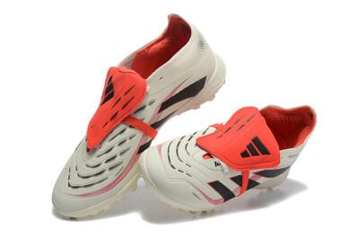 Men's Adidas Predator 25 Elite Foldover Tongue TF Artificial Turf Low-Tops Football Shoes - Beige/Black/Red