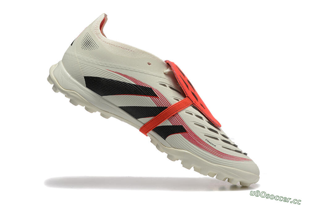Men's Adidas Predator 25 Elite Foldover Tongue TF Artificial Turf Low-Tops Football Shoes - Beige/Black/Red 7