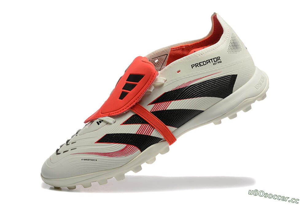 Men's Adidas Predator 25 Elite Foldover Tongue TF Artificial Turf Low-Tops Football Shoes - Beige/Black/Red 8