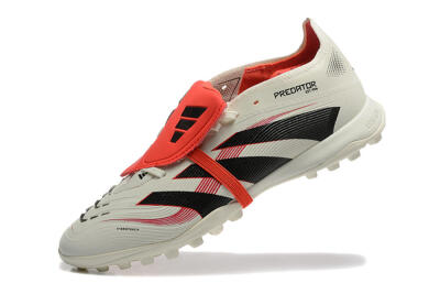 Men's Adidas Predator 25 Elite Foldover Tongue TF Artificial Turf Low-Tops Football Shoes - Beige/Black/Red