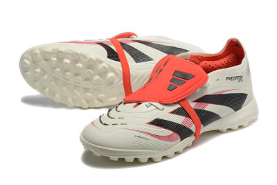 Men's Adidas Predator 25 Elite Foldover Tongue TF Artificial Turf Low-Tops Football Shoes - Beige/Black/Red