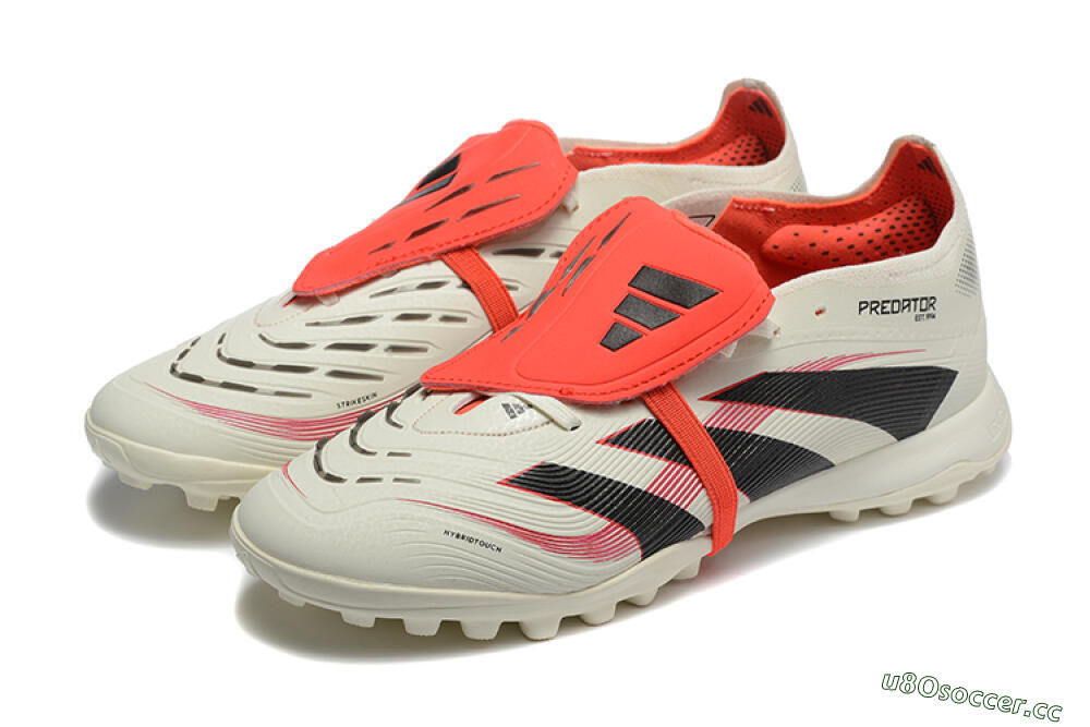 Men's Adidas Predator 25 Elite Foldover Tongue TF Artificial Turf Low-Tops Football Shoes - Beige/Black/Red 5