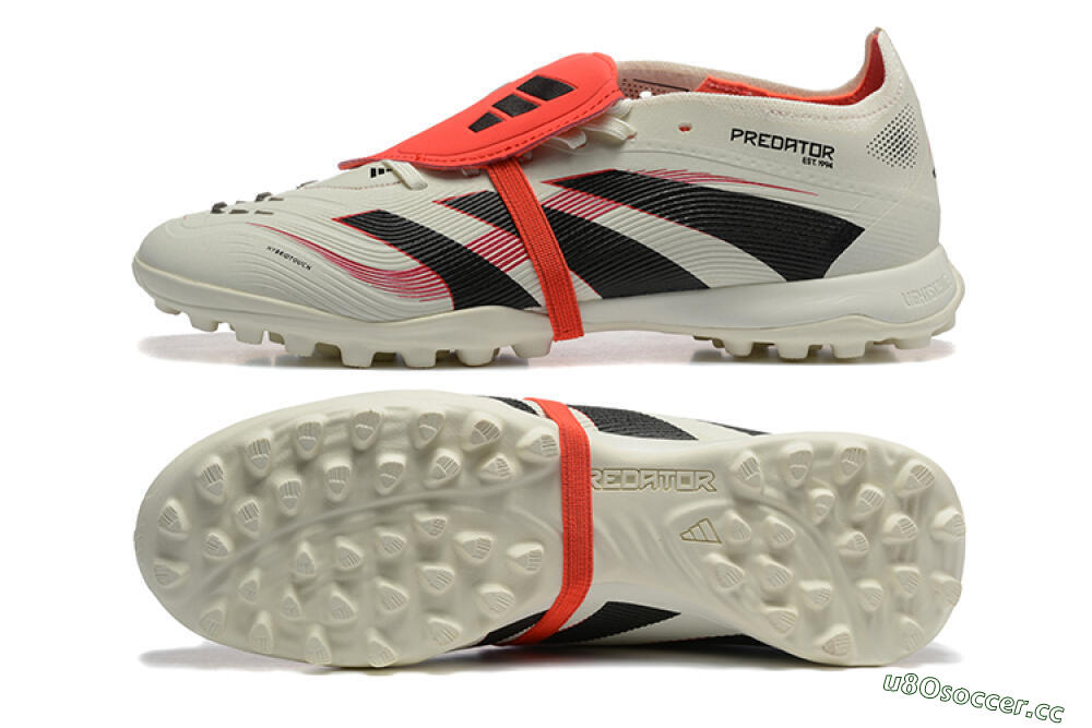 Men's Adidas Predator 25 Elite Foldover Tongue TF Artificial Turf Low-Tops Football Shoes - Beige/Black/Red 1