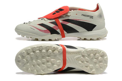 Men's Adidas Predator 25 Elite Foldover Tongue TF Artificial Turf Low-Tops Football Shoes - Beige/Black/Red