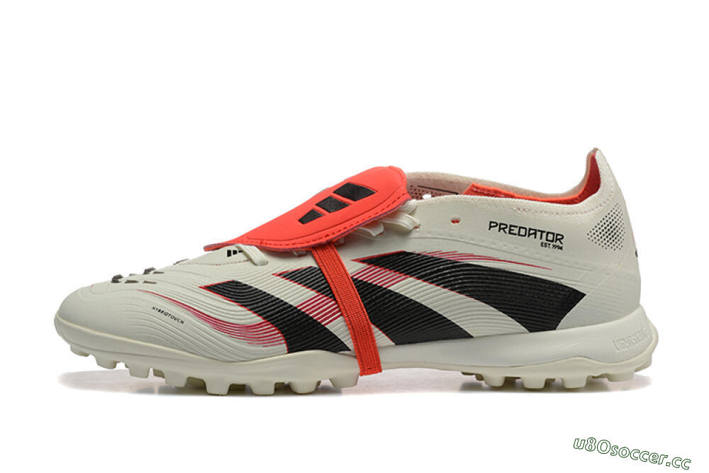 Men's Adidas Predator 25 Elite Foldover Tongue TF Artificial Turf Low-Tops Football Shoes - Beige/Black/Red 0