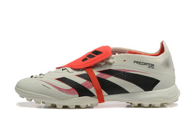 Men's Adidas Predator 25 Elite Foldover Tongue TF Artificial Turf Low-Tops Football Shoes - Beige/Black/Red