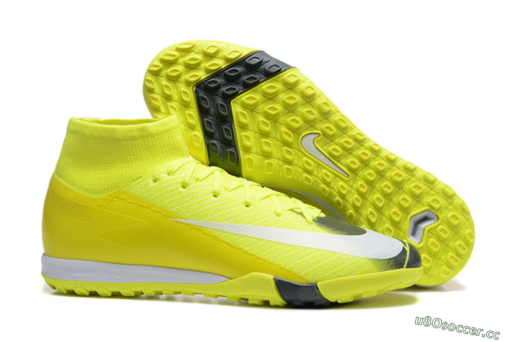 Men's Nike Air Zoom Mercurial Superfly 10 Elite TF Artificial Turf High-Tops Football Shoes - Yellow/Black/White 2