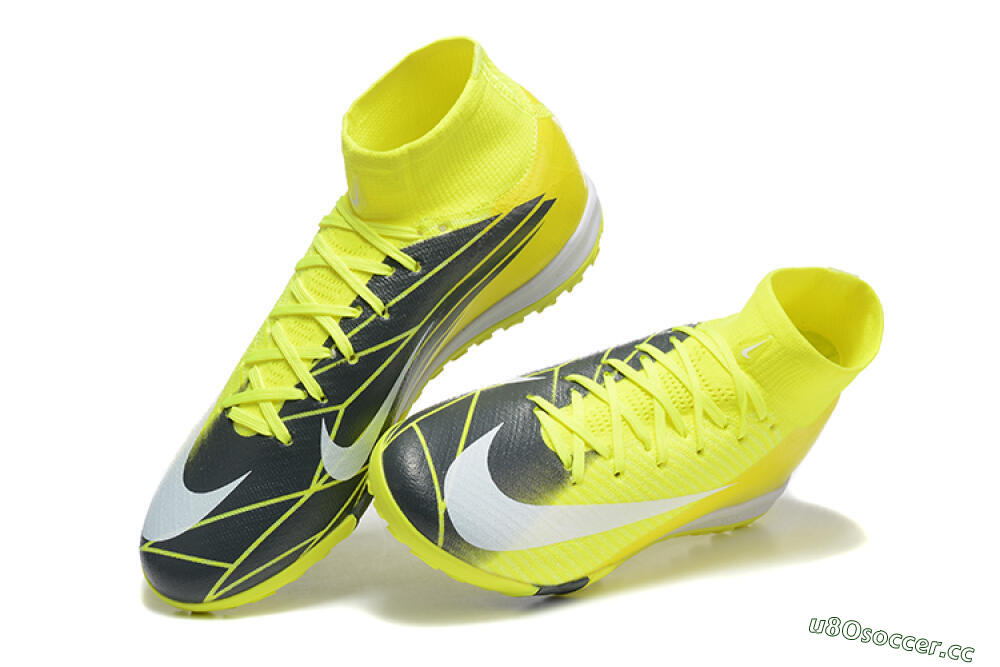 Men's Nike Air Zoom Mercurial Superfly 10 Elite TF Artificial Turf High-Tops Football Shoes - Yellow/Black/White 6
