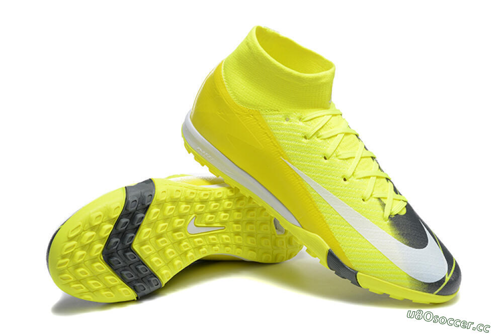 Men's Nike Air Zoom Mercurial Superfly 10 Elite TF Artificial Turf High-Tops Football Shoes - Yellow/Black/White 4
