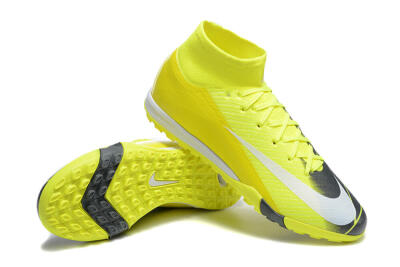 Men's Nike Air Zoom Mercurial Superfly 10 Elite TF Artificial Turf High-Tops Football Shoes - Yellow/Black/White