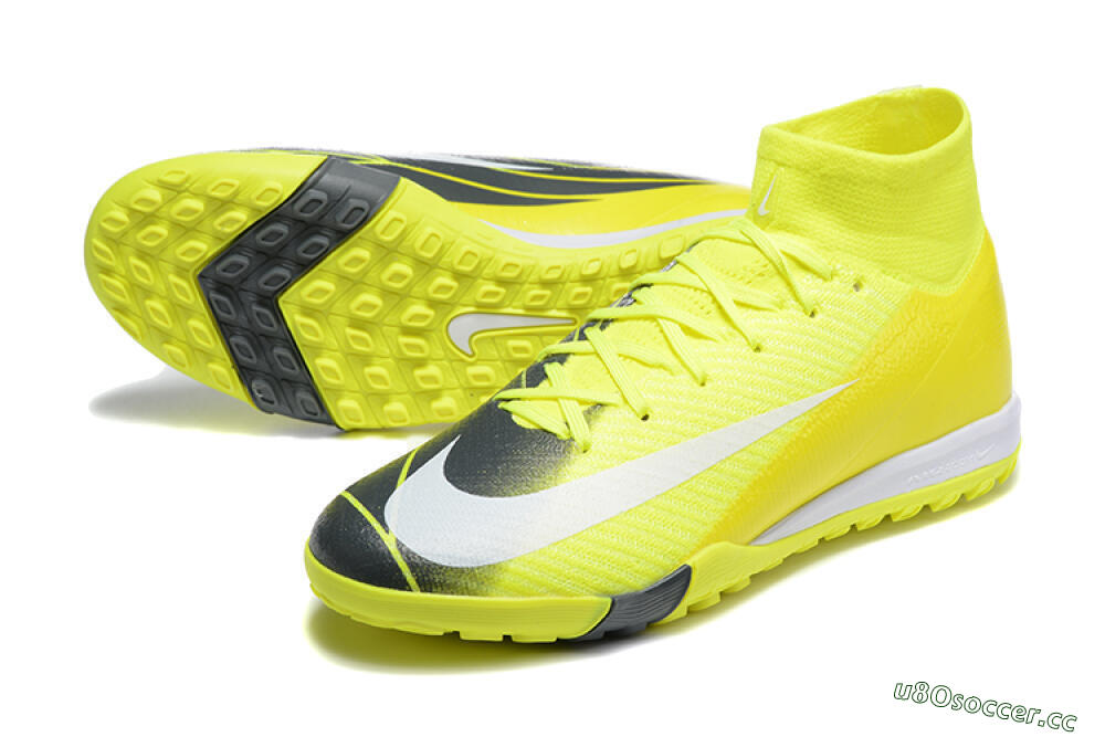 Men's Nike Air Zoom Mercurial Superfly 10 Elite TF Artificial Turf High-Tops Football Shoes - Yellow/Black/White 3