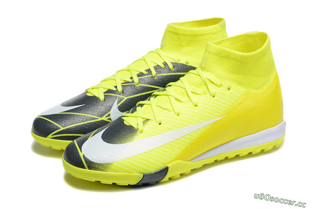 Men's Nike Air Zoom Mercurial Superfly 10 Elite TF Artificial Turf High-Tops Football Shoes - Yellow/Black/White 5