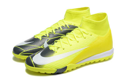 Men's Nike Air Zoom Mercurial Superfly 10 Elite TF Artificial Turf High-Tops Football Shoes - Yellow/Black/White