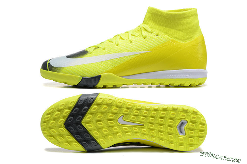 Men's Nike Air Zoom Mercurial Superfly 10 Elite TF Artificial Turf High-Tops Football Shoes - Yellow/Black/White 1